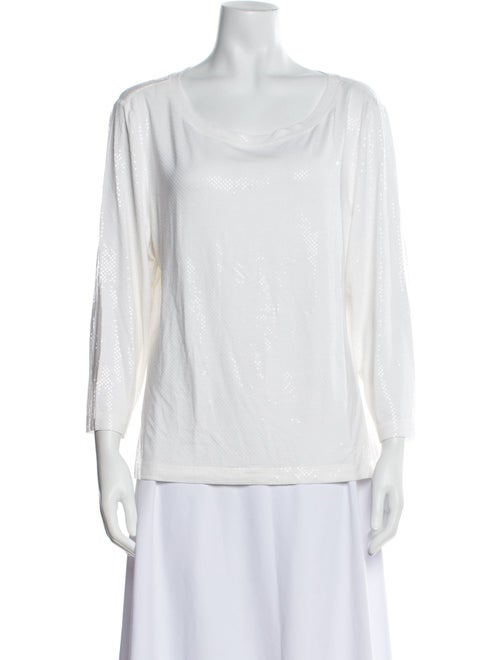 St. John Caviar Scoop Neck Three-Quarter Sleeve Tank Top