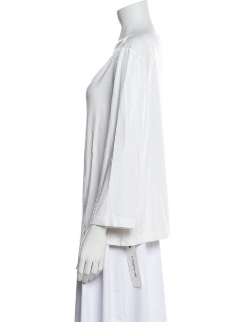 St. John Caviar Scoop Neck Three-Quarter Sleeve Tank Top