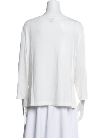 St. John Caviar Scoop Neck Three-Quarter Sleeve Tank Top