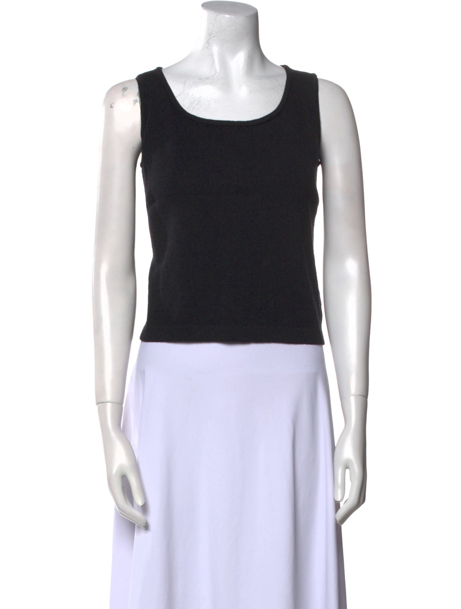 St. John Caviar Wool Scoop Neck Crop Top