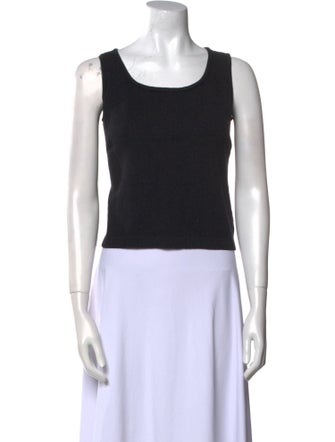 St. John Caviar Wool Scoop Neck Crop Top