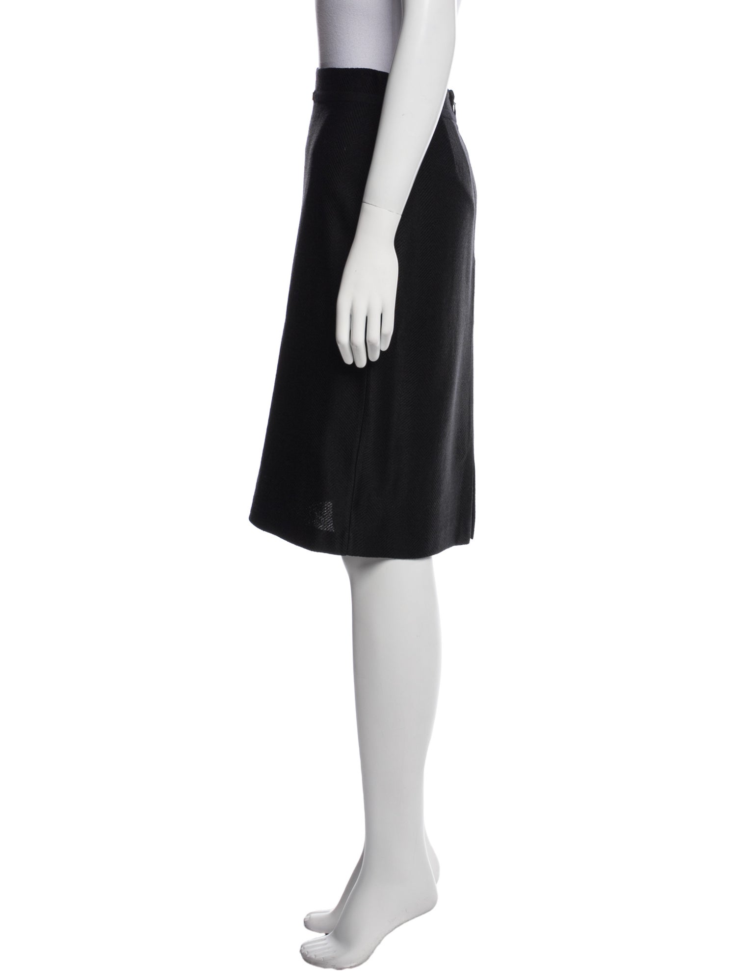 St. John Caviar Wool Knee-Length Skirt