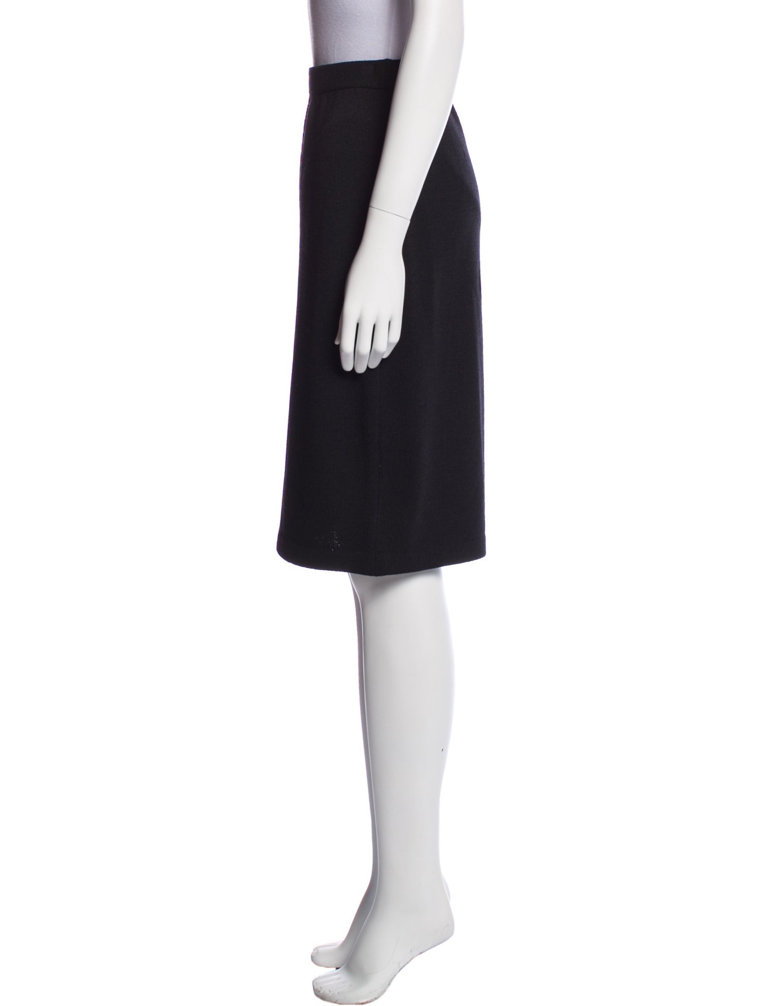St. John Caviar Wool Knee-Length Skirt