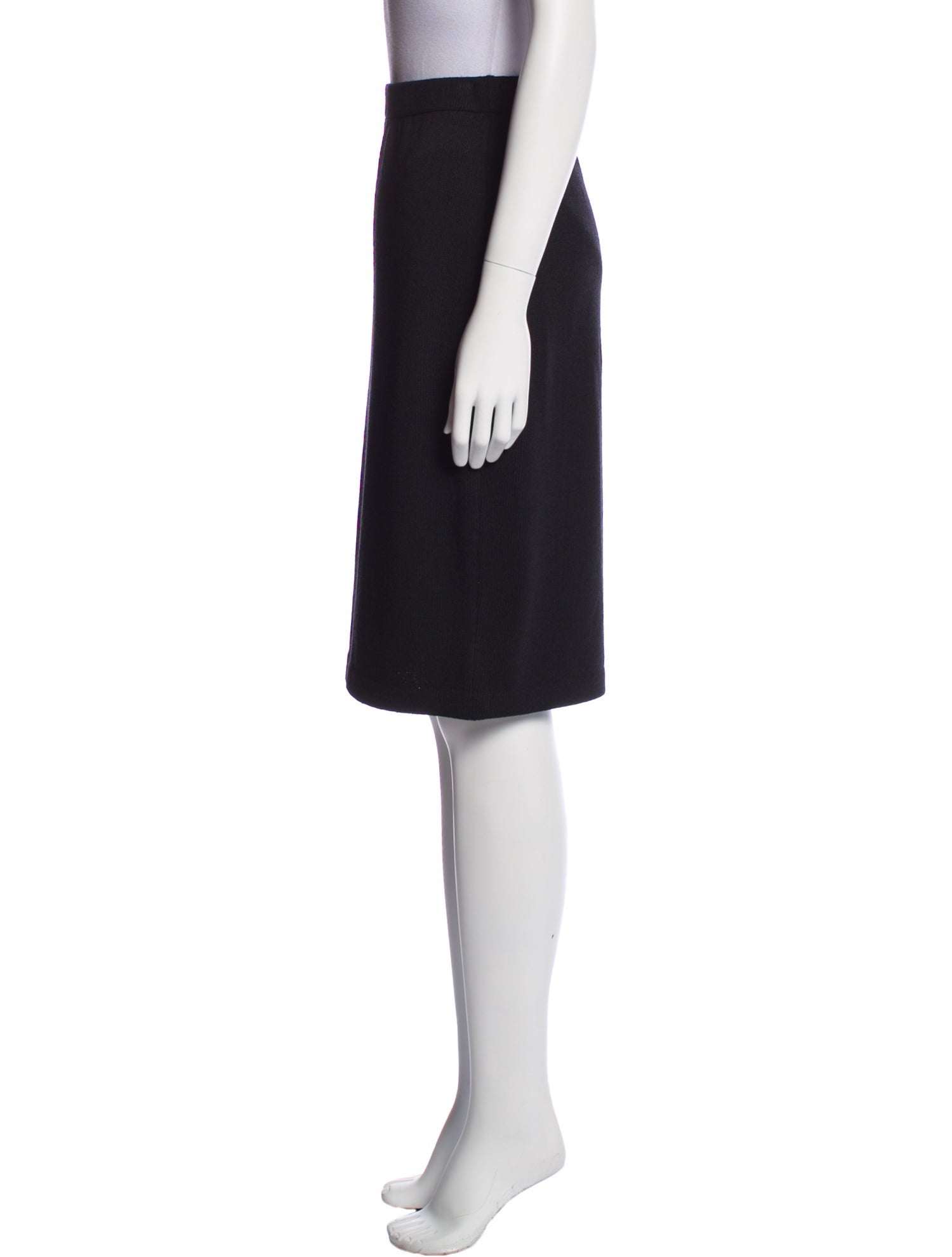 St. John Caviar Wool Knee-Length Skirt