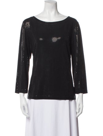 St. John Caviar Bateau Neckline Three-Quarter Sleeve T-Shirt