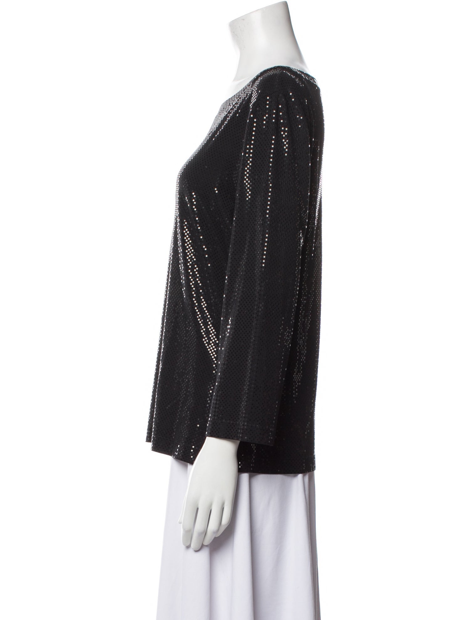 St. John Caviar Bateau Neckline Three-Quarter Sleeve T-Shirt