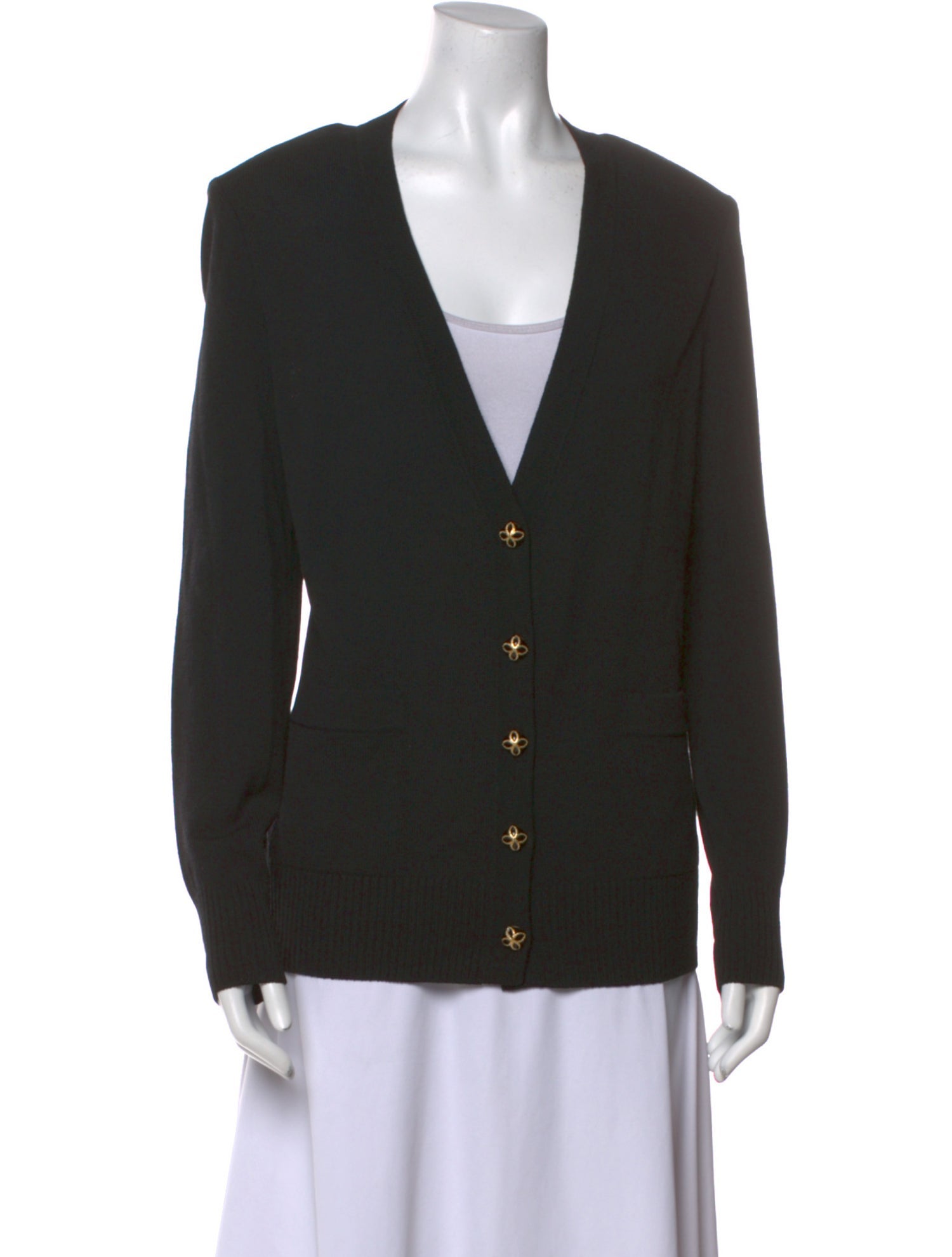 St. John Caviar Wool V-Neck Sweater