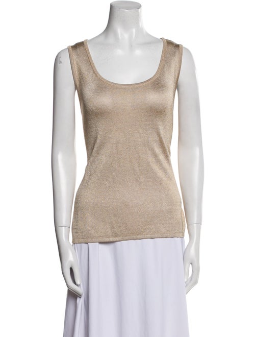 St. John Caviar Scoop Neck Sleeveless Top