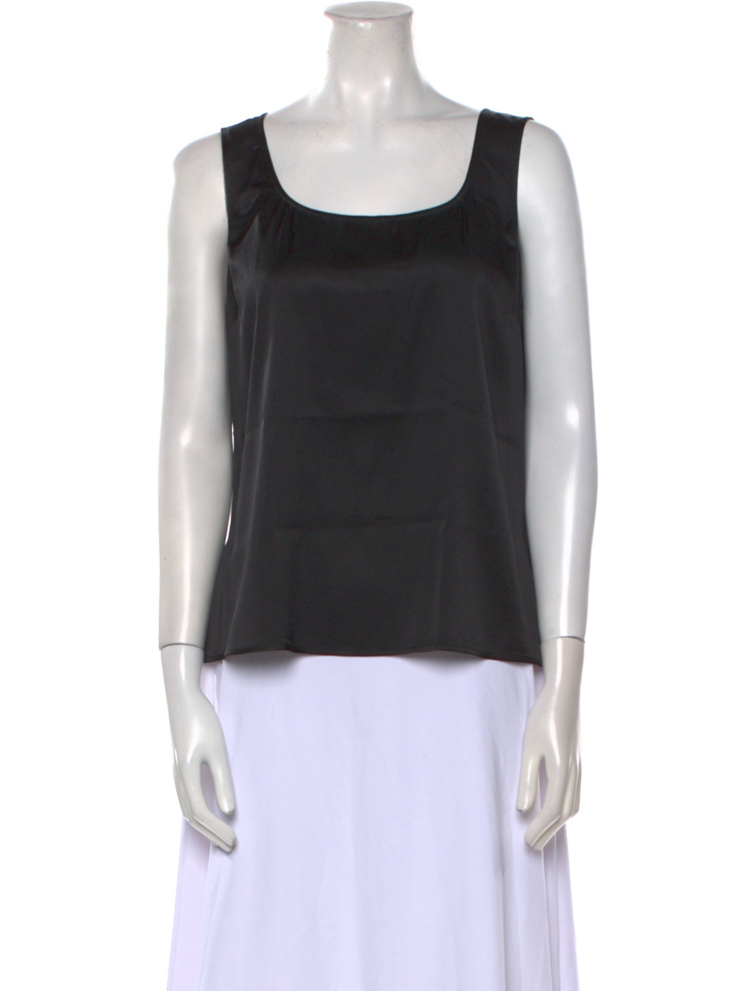 St. John Caviar Silk Square Neckline Top