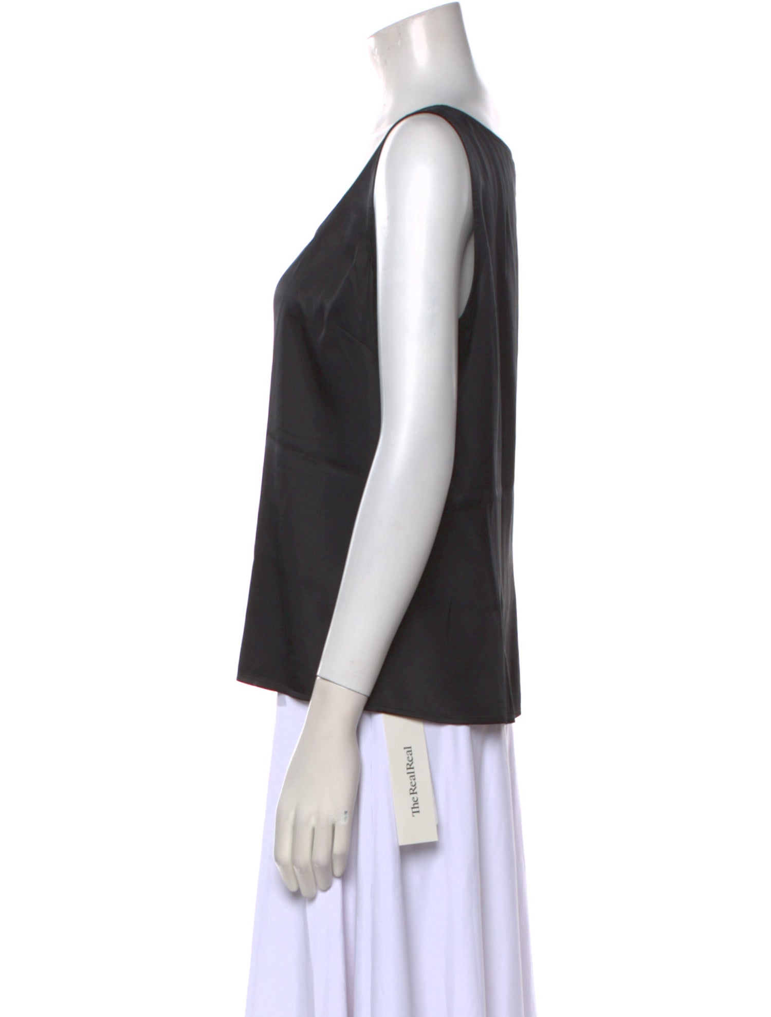 St. John Caviar Silk Square Neckline Top