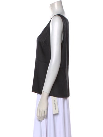 St. John Caviar Silk Square Neckline Top