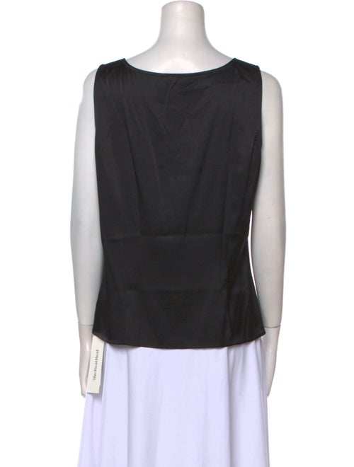 St. John Caviar Silk Square Neckline Top