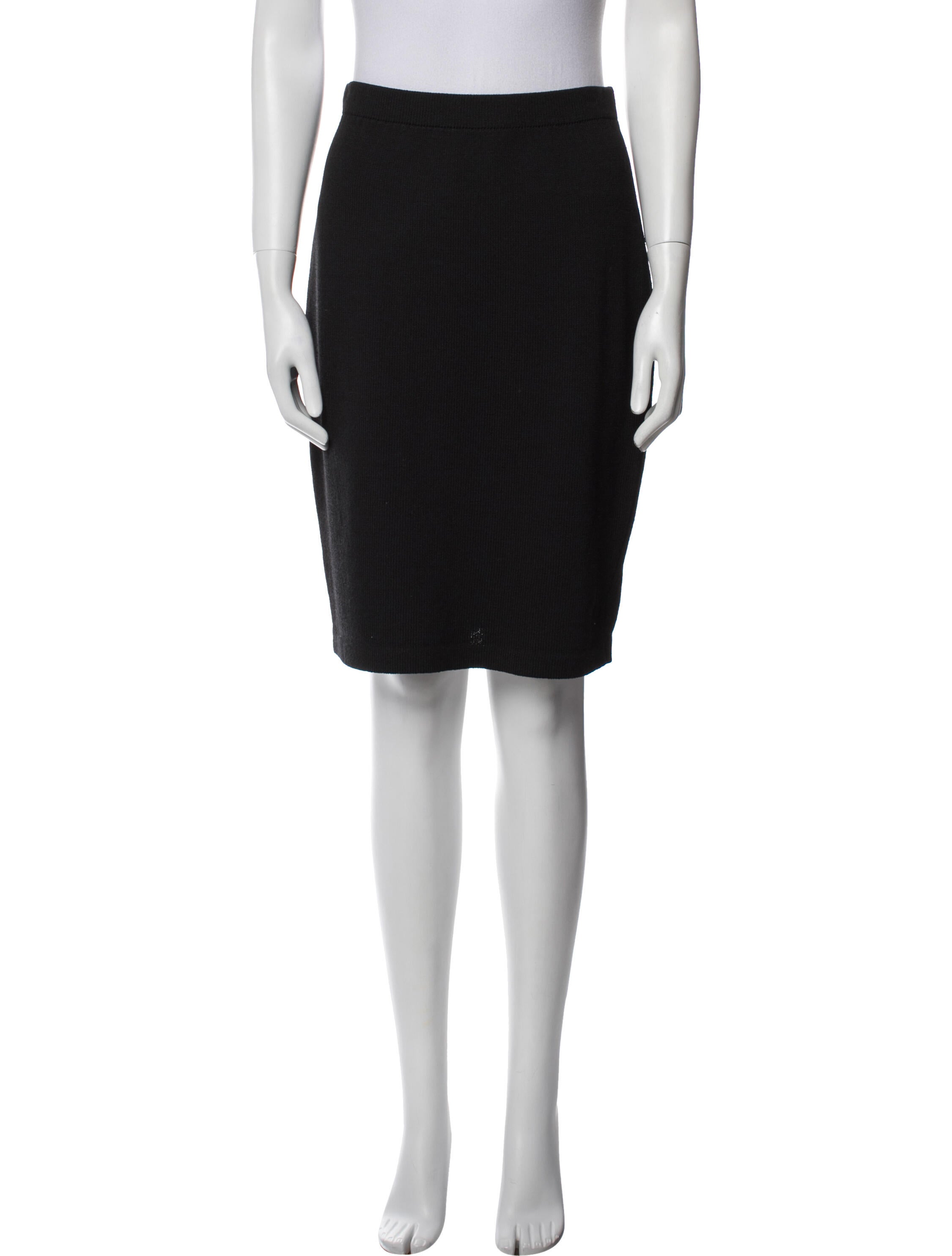 St. John Caviar Wool Knee-Length Skirt