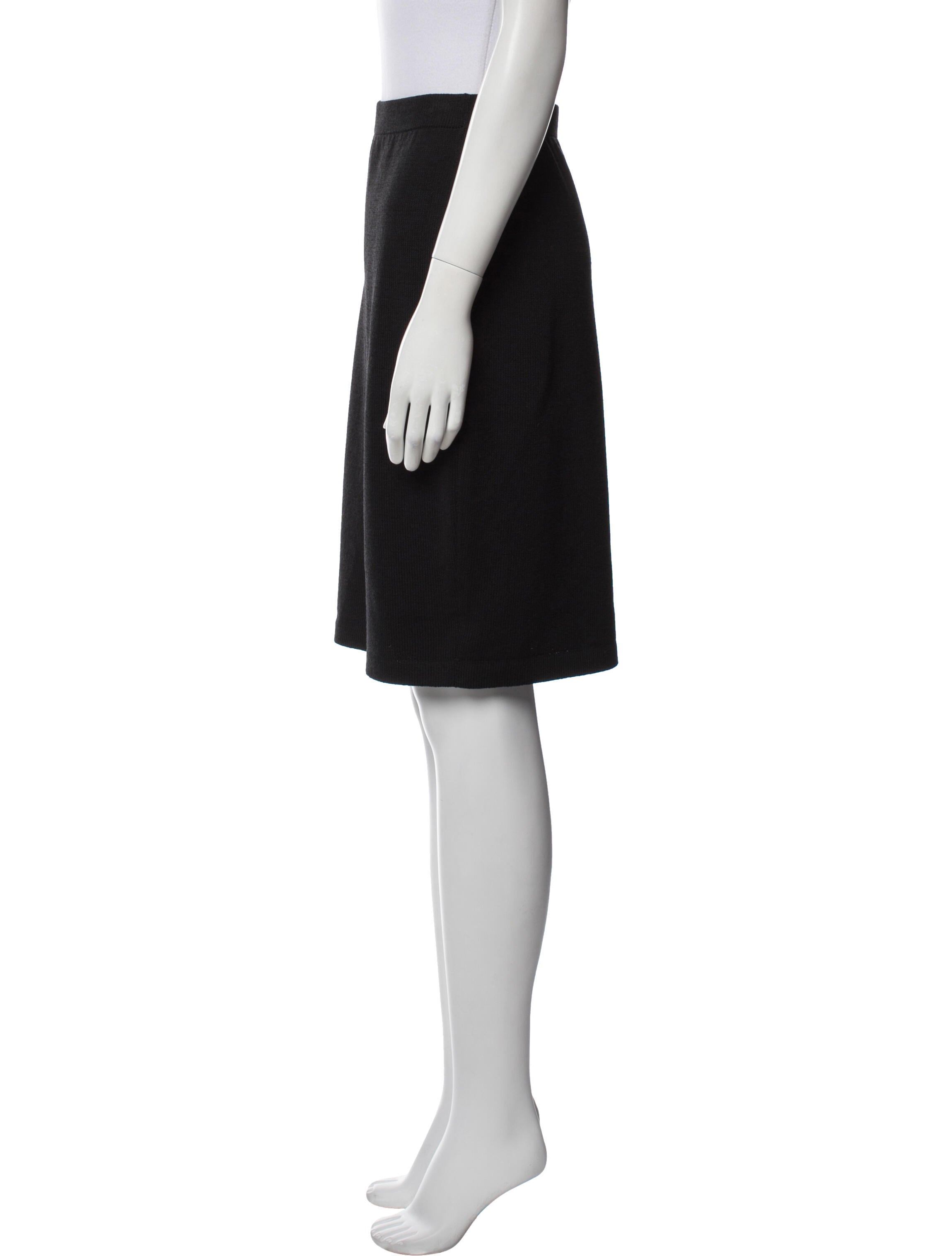St. John Caviar Wool Knee-Length Skirt