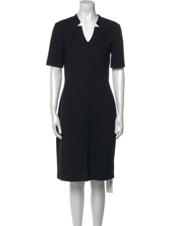 St. John Caviar Wool Midi Length Dress