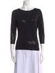 St. John Caviar Bateau Neckline Three-Quarter Sleeve Top