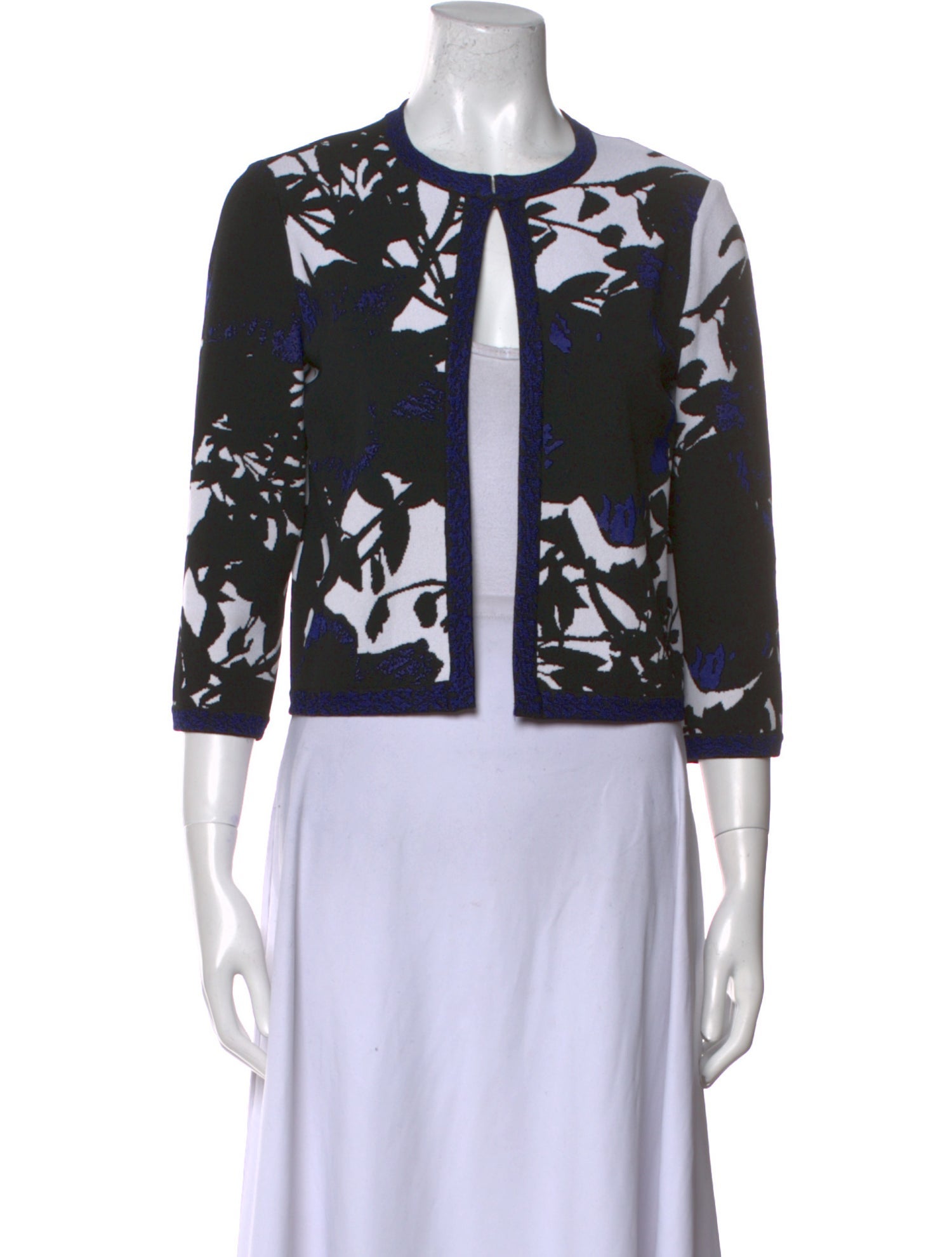 St. John Caviar Printed Crew Neck Sweater