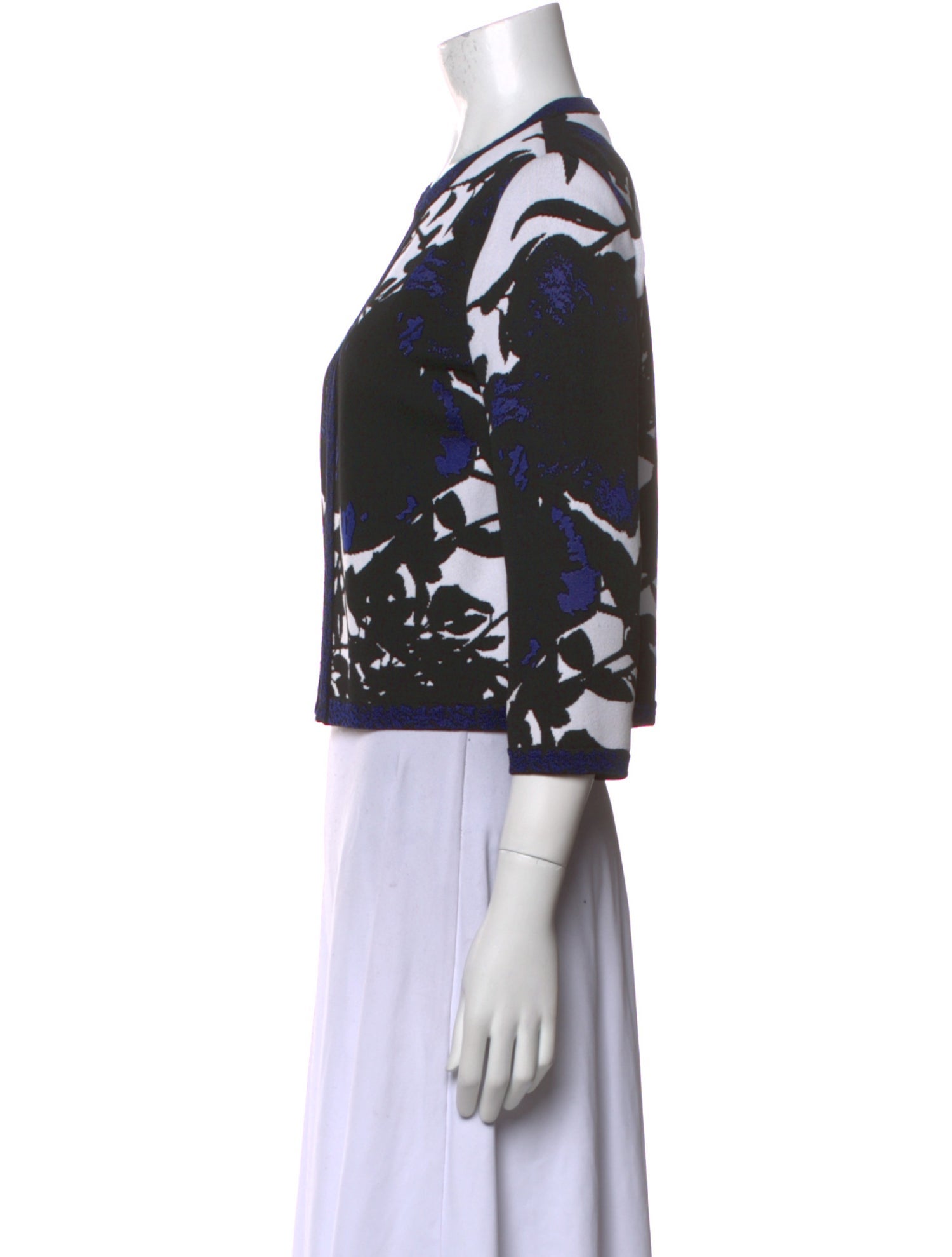 St. John Caviar Printed Crew Neck Sweater