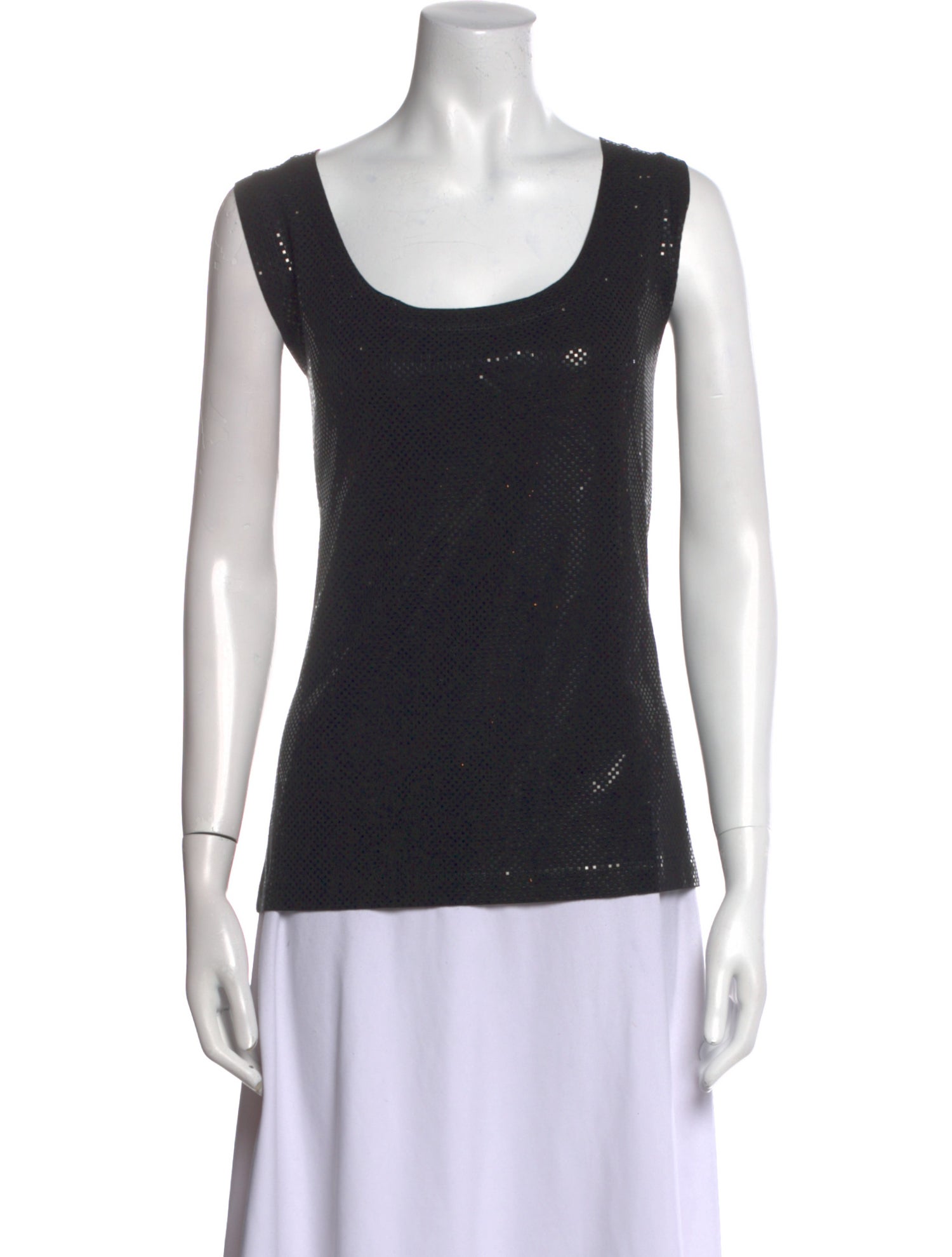 St. John Caviar Scoop Neck Sleeveless Top