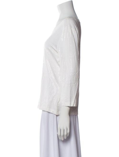 St. John Caviar Bateau Neckline Three-Quarter Sleeve Sweatshirt