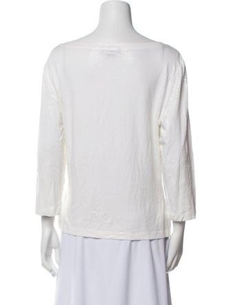 St. John Caviar Bateau Neckline Three-Quarter Sleeve Sweatshirt