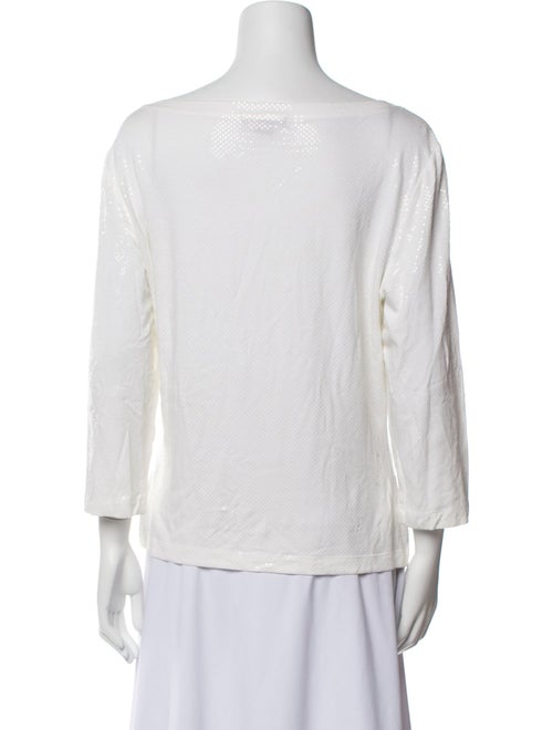 St. John Caviar Bateau Neckline Three-Quarter Sleeve Sweatshirt