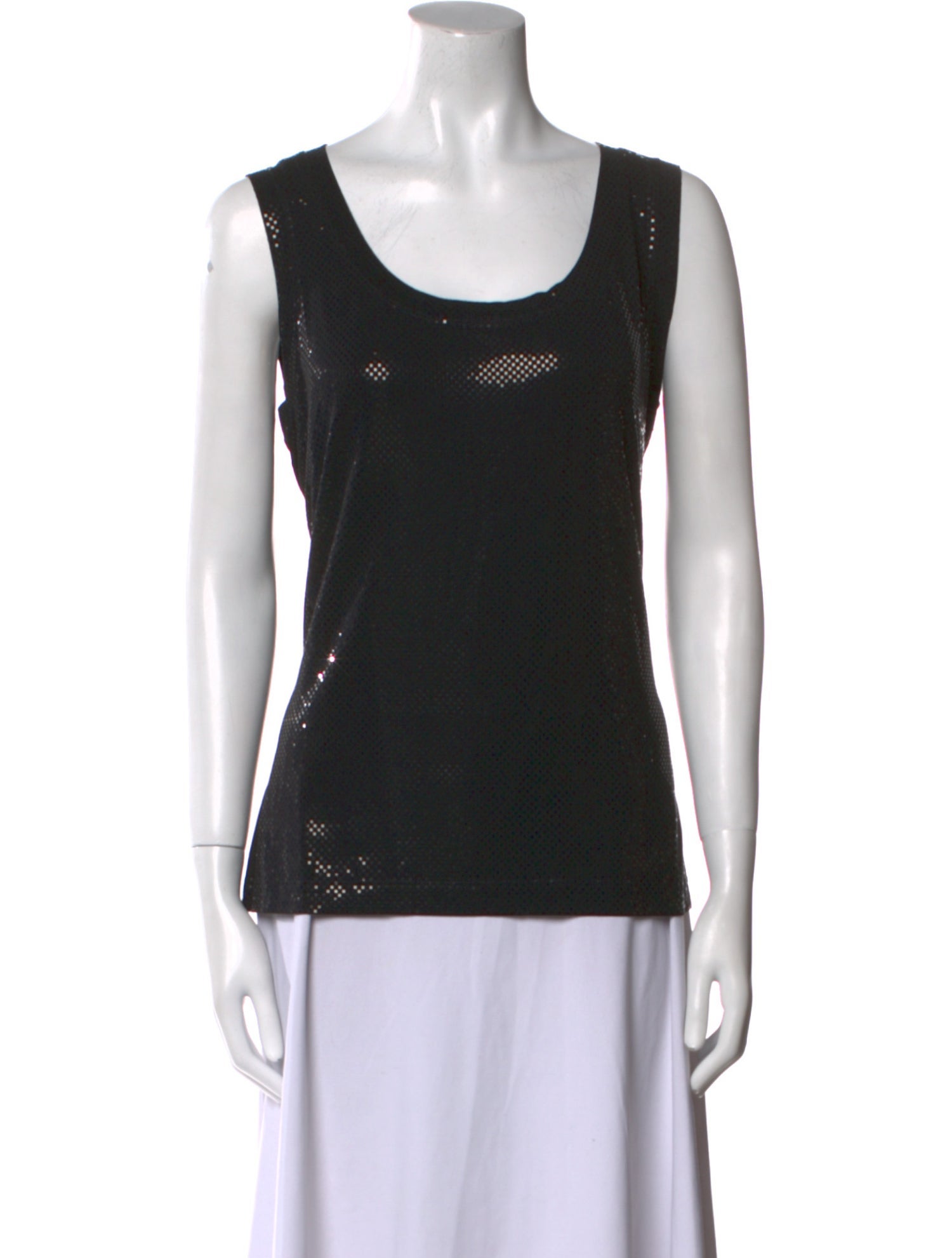 St. John Caviar Scoop Neck Sleeveless Top