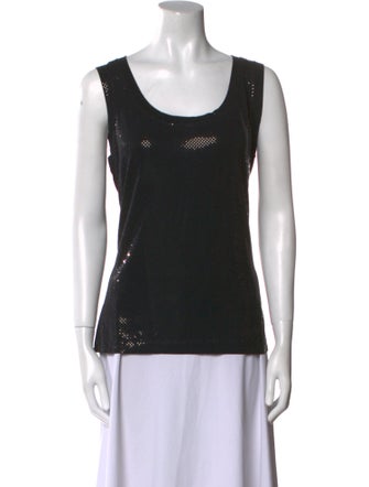 St. John Caviar Scoop Neck Sleeveless Top