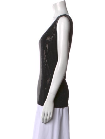St. John Caviar Scoop Neck Sleeveless Top