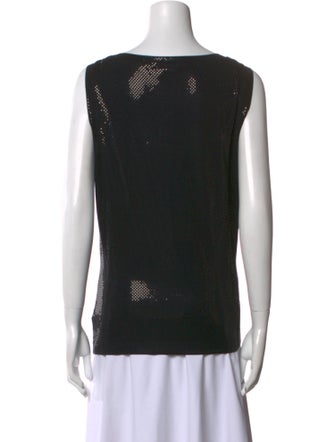 St. John Caviar Scoop Neck Sleeveless Top