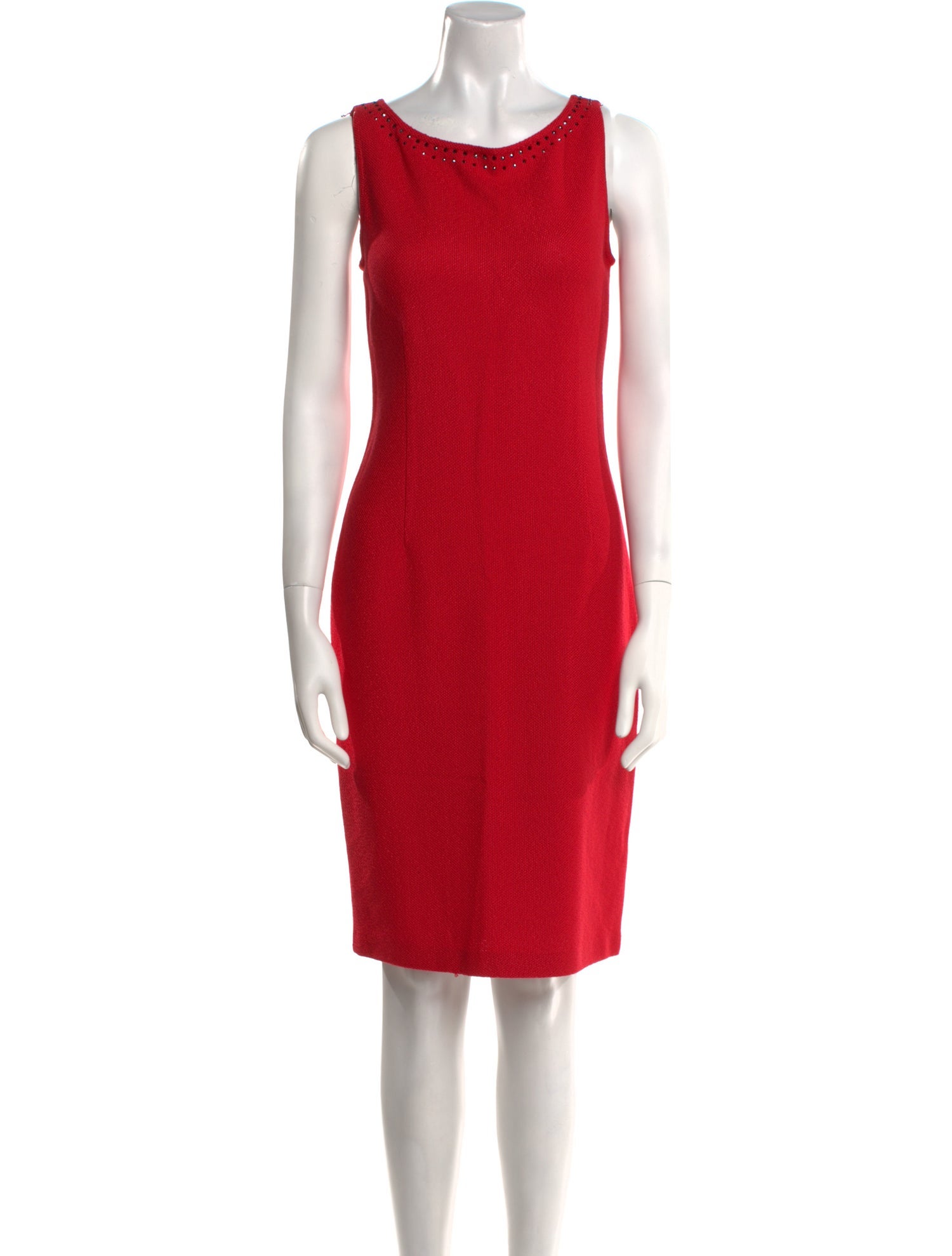 St. John Caviar Scoop Neck Knee-Length Dress