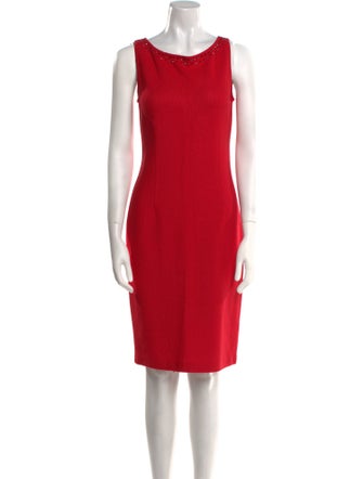 St. John Caviar Scoop Neck Knee-Length Dress
