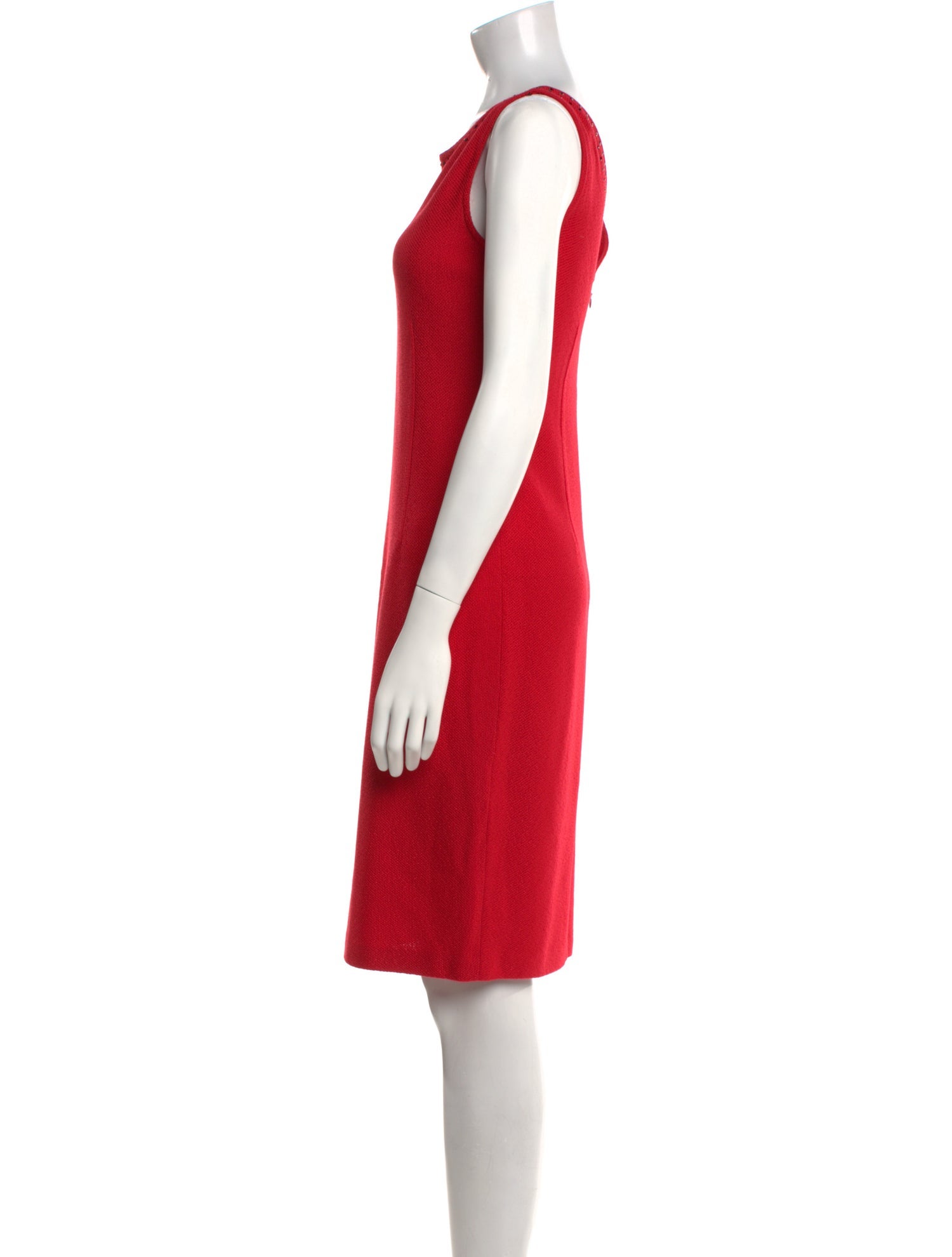 St. John Caviar Scoop Neck Knee-Length Dress