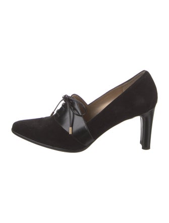 St. John Suede Leather Trim Embellishment Pumps