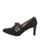 St. John Suede Leather Trim Embellishment Pumps