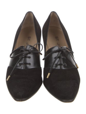St. John Suede Leather Trim Embellishment Pumps