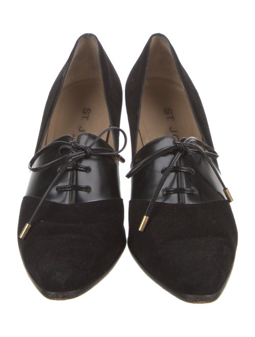 St. John Suede Leather Trim Embellishment Pumps
