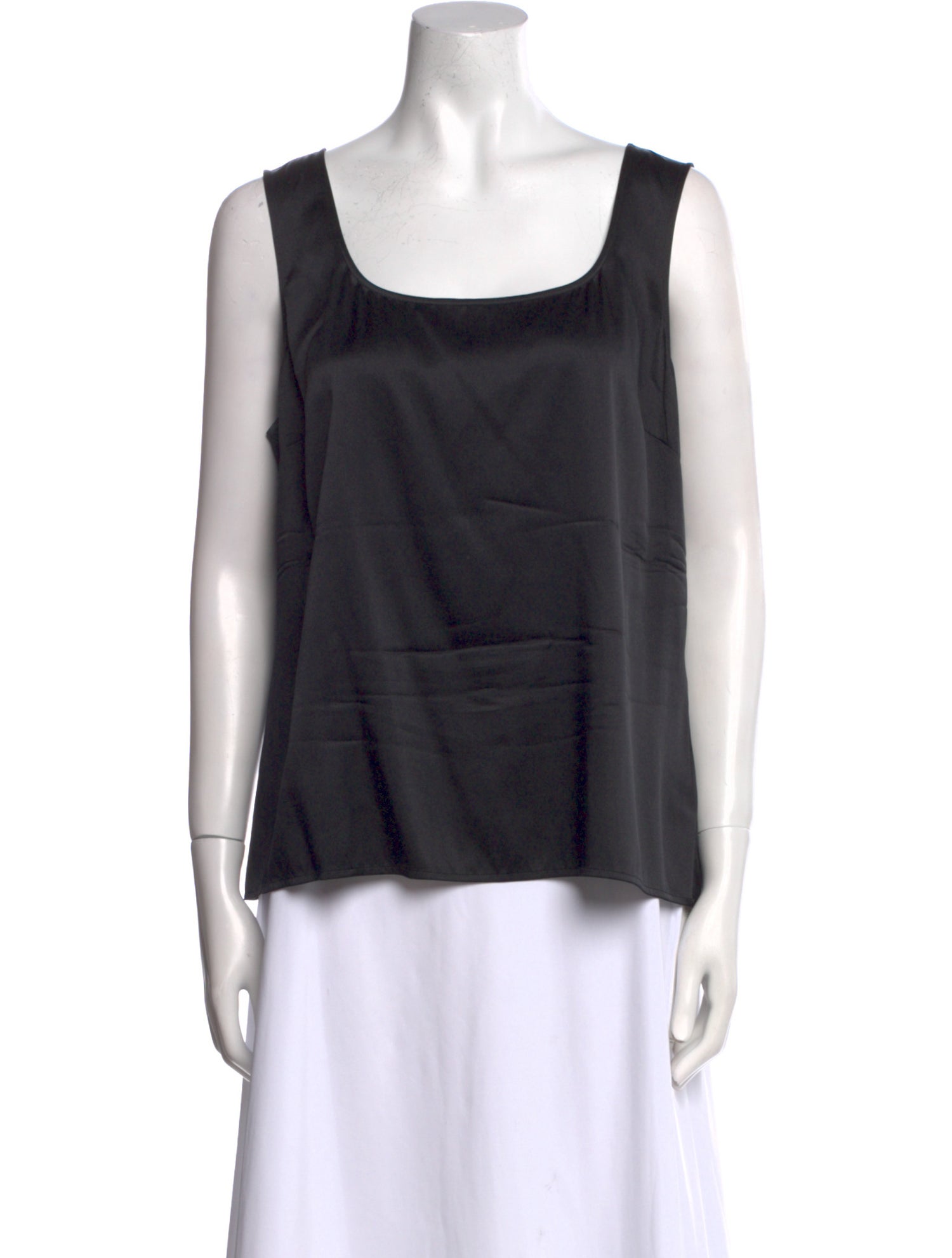 St. John Caviar Silk Square Neckline Top