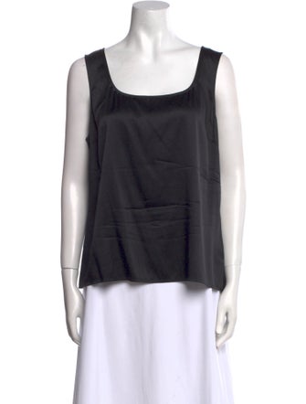 St. John Caviar Silk Square Neckline Top