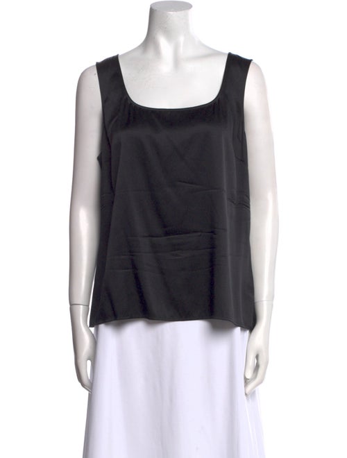 St. John Caviar Silk Square Neckline Top