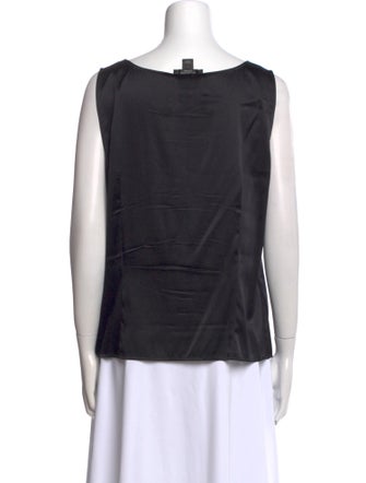 St. John Caviar Silk Square Neckline Top