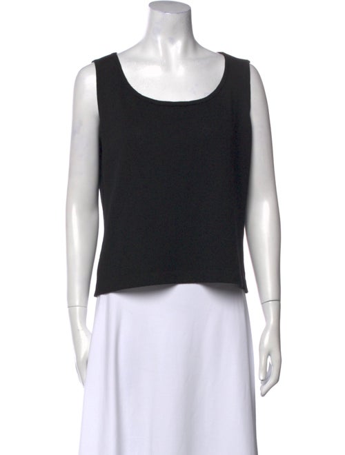 St. John Caviar Scoop Neck Sleeveless Crop Top