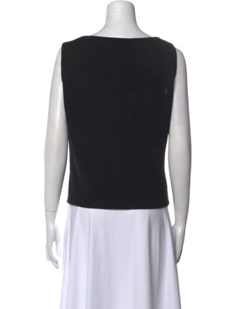 St. John Caviar Scoop Neck Sleeveless Crop Top