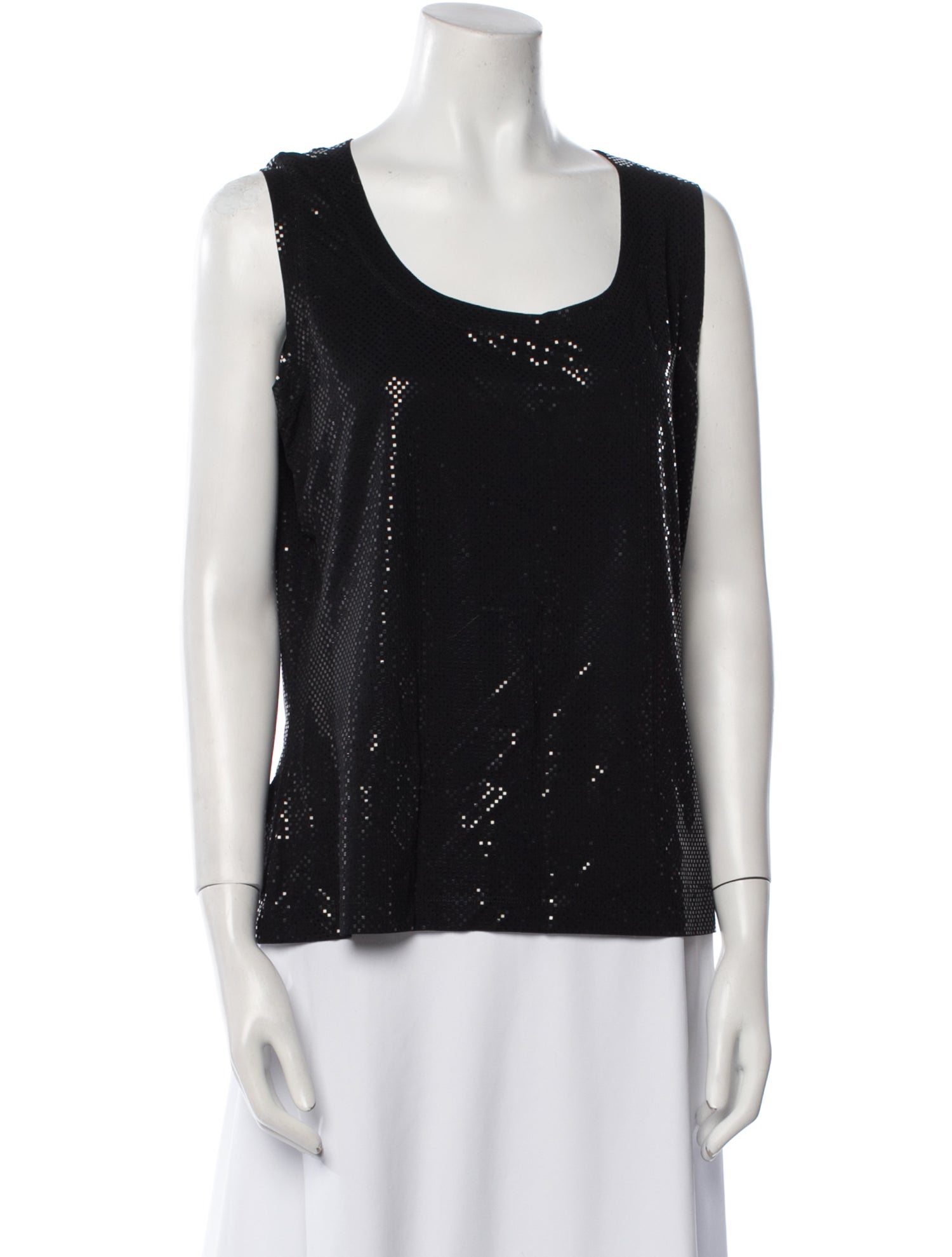 St. John Caviar Scoop Neck Sleeveless Top