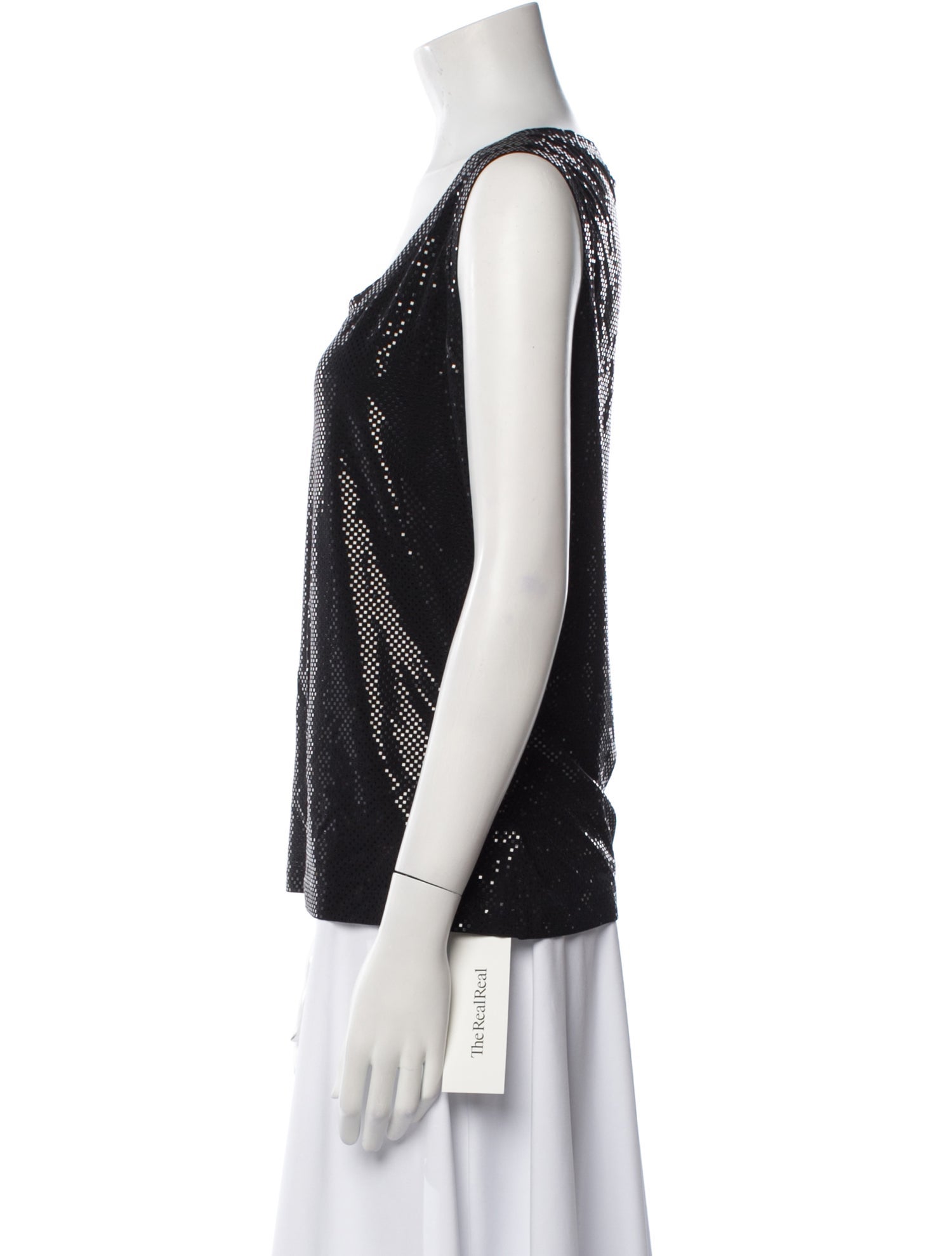 St. John Caviar Scoop Neck Sleeveless Top