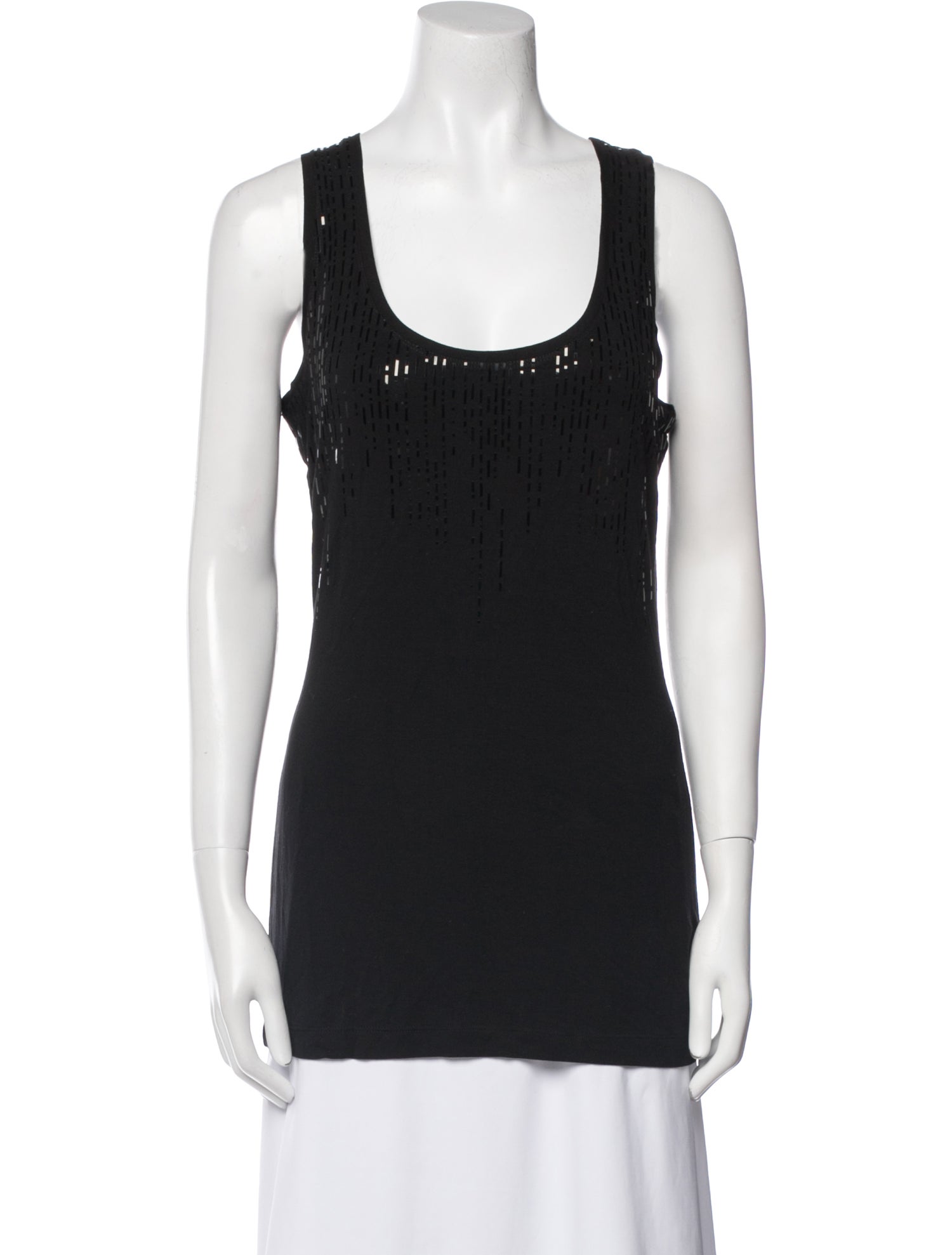 St. John Caviar Scoop Neck Sleeveless Top
