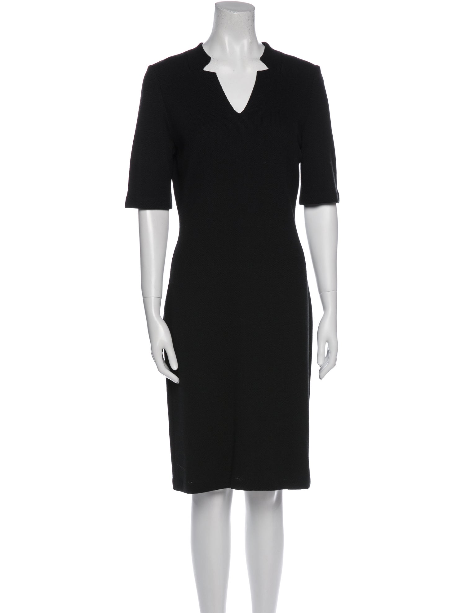 St. John Caviar Wool Knee-Length Dress