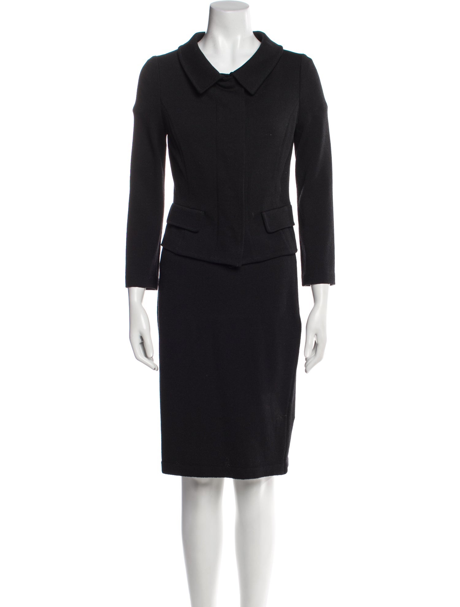 St. John Caviar Wool Skirt Set