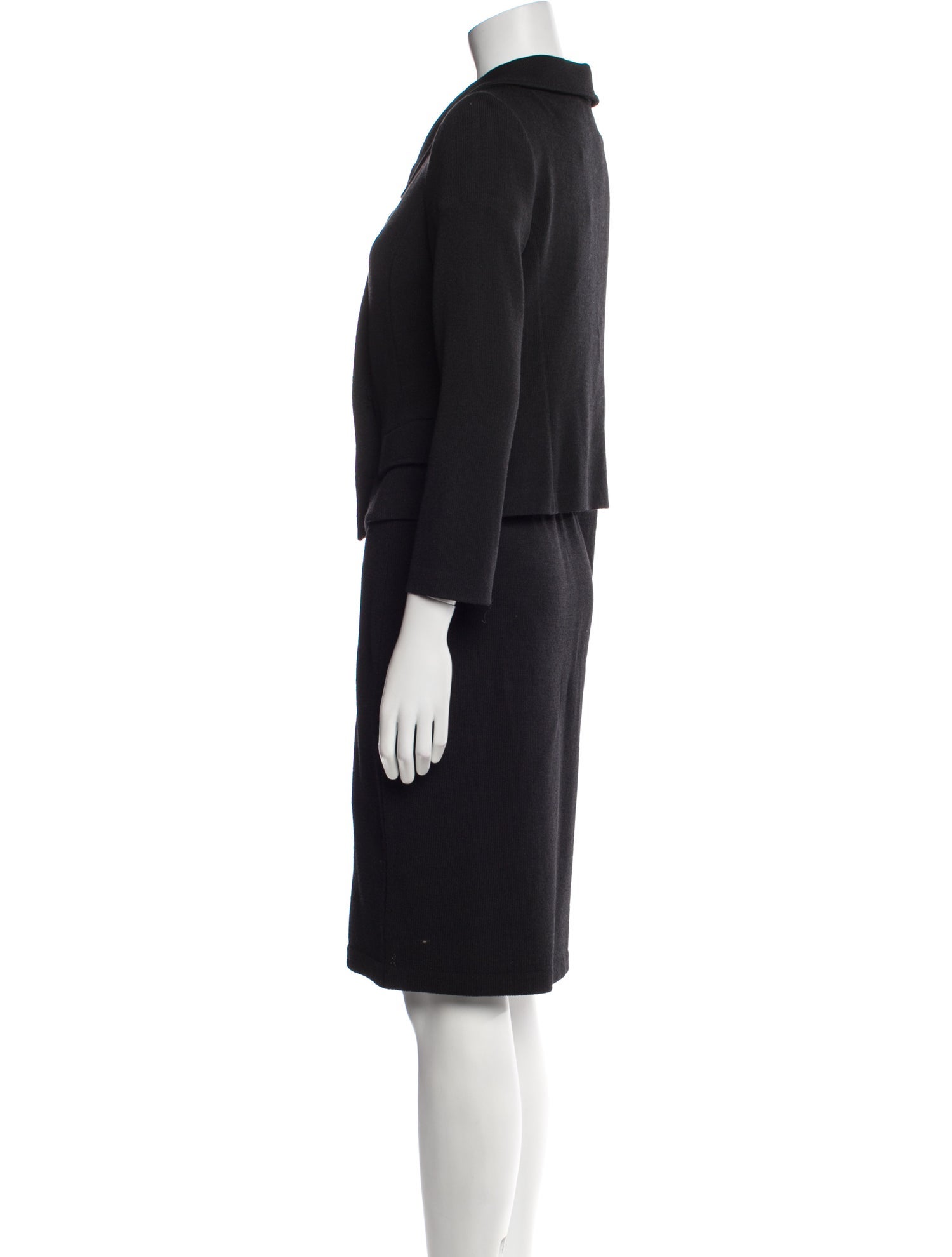 St. John Caviar Wool Skirt Set