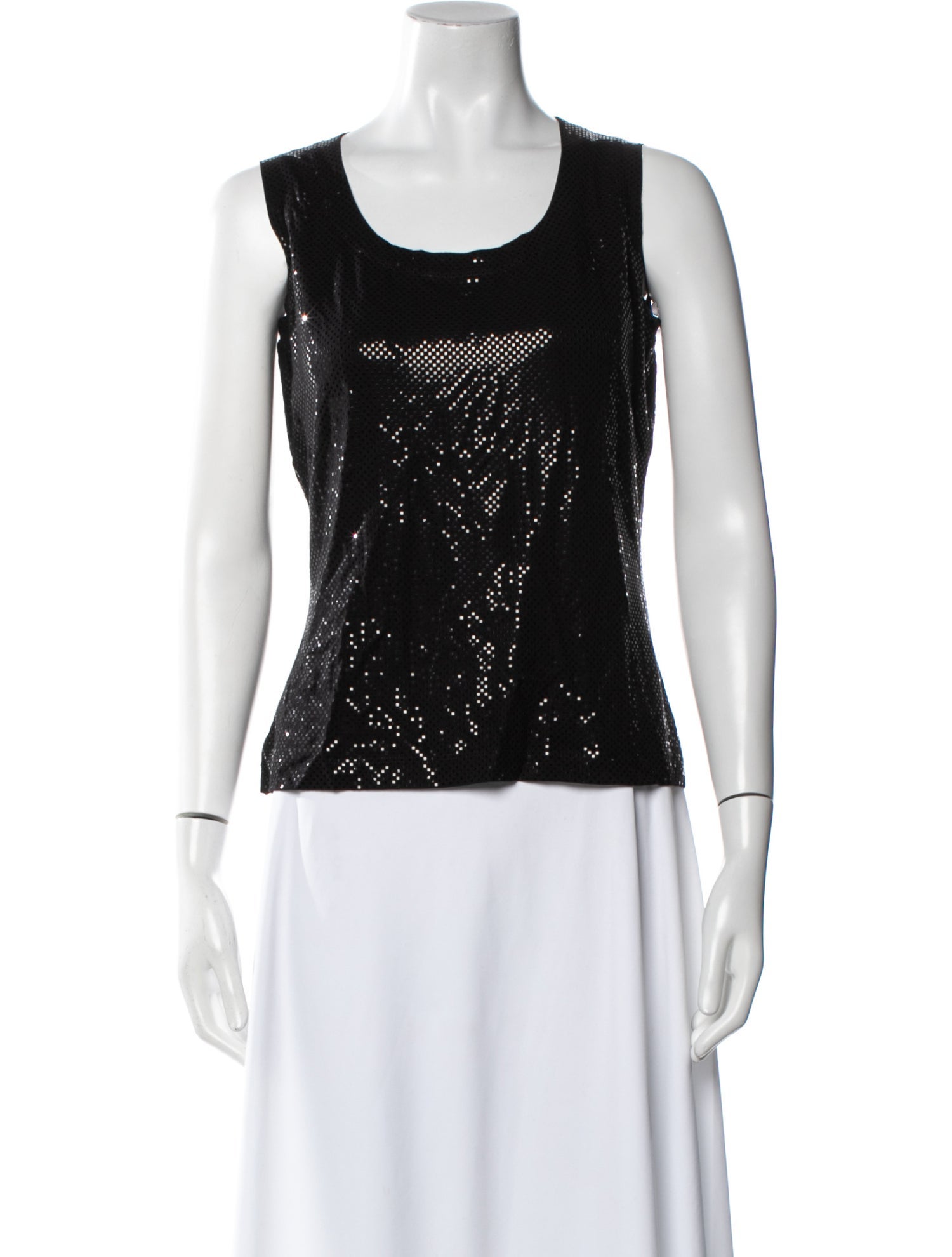 St. John Caviar Scoop Neck Sleeveless Top